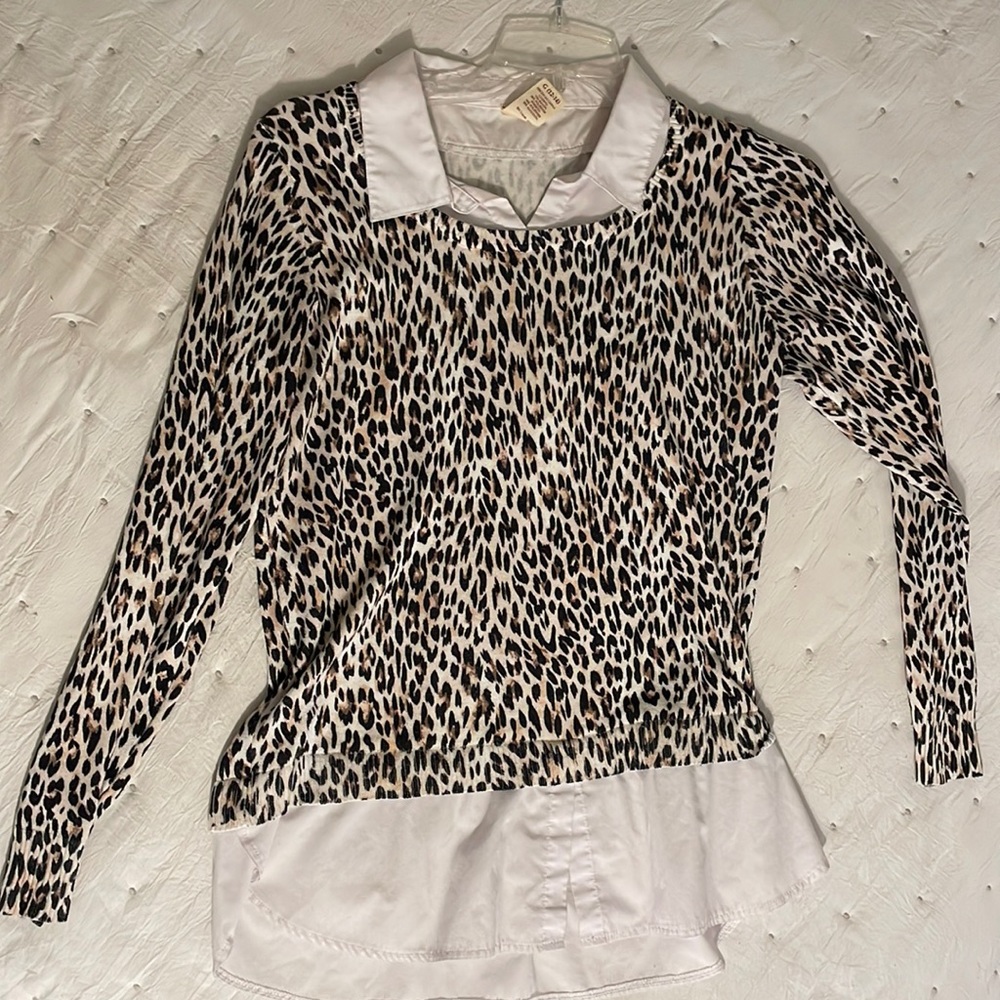 Leopard Print Collared Shirt
